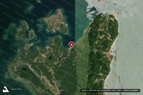 Imagem de satélite de Infração Ambiental em Salvador - BA (marcador da localização)