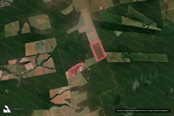 Imagem de satélite — Embargo IBAMA — Infração da Flora - Nova Maringá/MT