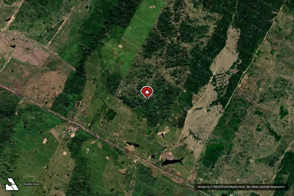 Imagem de satélite de Infração da Flora em Manoel Urbano - AC (marcador da localização)