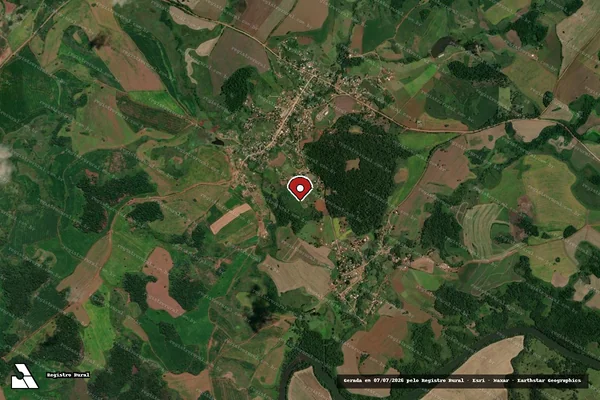Imagem de satélite de Infração da Flora em Ipuaçu - SC (marcador da localização)