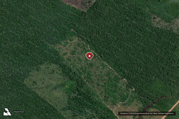 Imagem de satélite de Infração Ambiental em Humaitá - AM (marcador da localização)