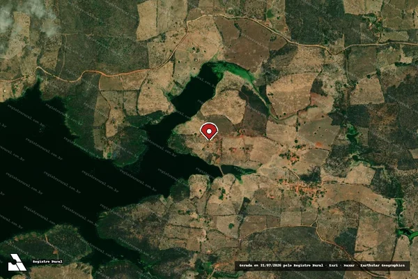 Imagem de satélite de Infração Ambiental em São José de Piranhas - PB (marcador da localização)