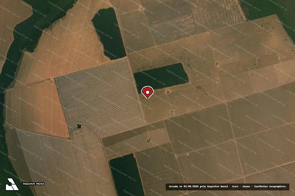 Imagem de satélite de Infração da Flora em Gaúcha do Norte - MT (marcador da localização)