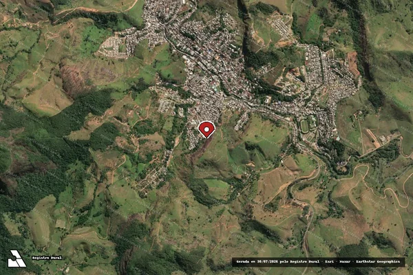 Imagem de satélite de Infração da Fauna em Carangola - MG (marcador da localização)