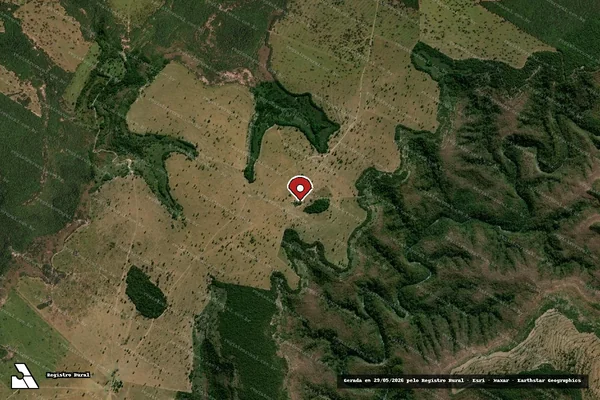 Imagem de satélite de Infração Ambiental em Alto Araguaia - MT (marcador da localização)