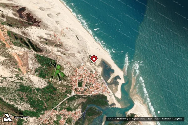 Imagem de satélite de Infração Ambiental em Cascavel - CE (marcador da localização)