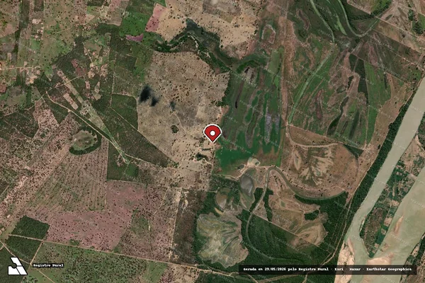 Imagem de satélite de Infração da Flora em Pintópolis - MG (marcador da localização)