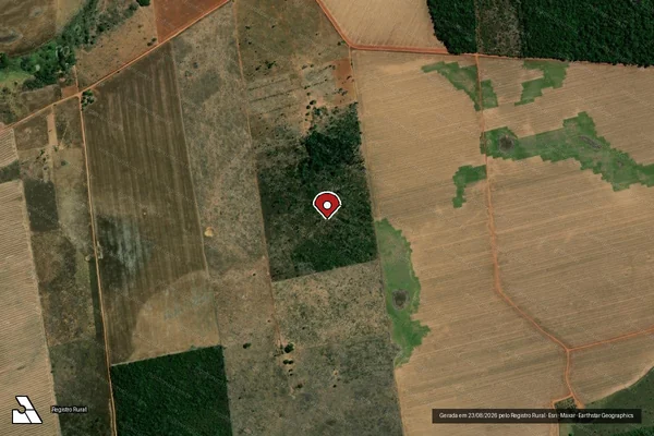 Imagem de satélite de Infração da Flora em São José do Xingu - MT (marcador da localização)