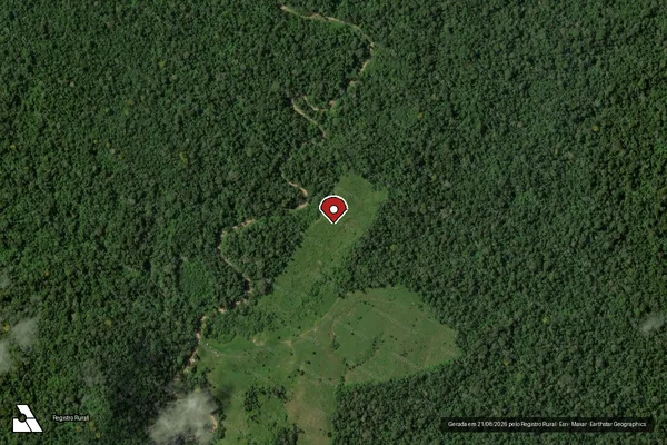 Imagem de satélite de Infração Ambiental em Boca do Acre - AM (marcador da localização)