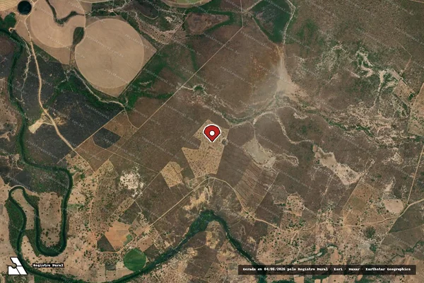 Imagem de satélite de Desmatamento em Simolândia - GO (marcador da localização)
