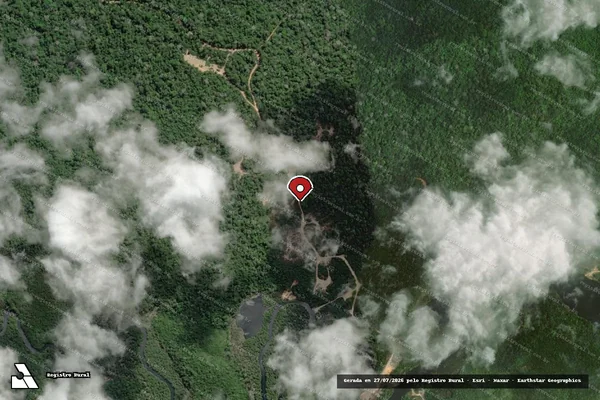 Imagem de satélite de Infração Ambiental em Prainha - PA (marcador da localização)