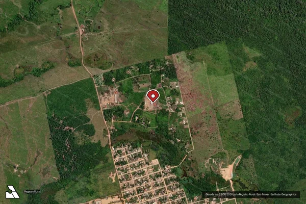 Imagem de satélite de Infração Ambiental em Placas - PA (marcador da localização)