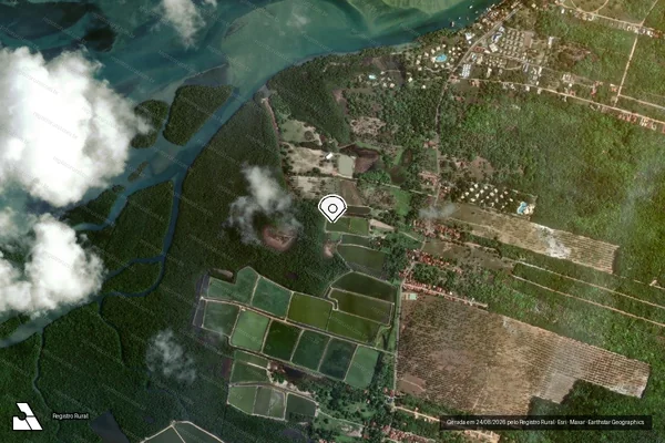 Imagem de satélite de Infração Ambiental em Tibau do Sul - RN (marcador da localização)