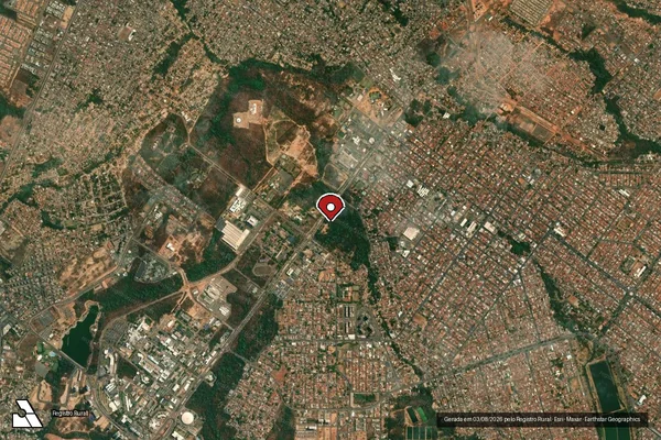 Imagem de satélite de Infração da Flora em Cuiabá - MT (marcador da localização)