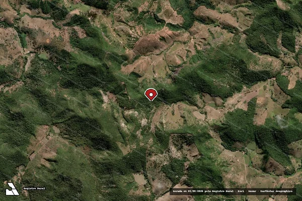 Imagem de satélite de Desmatamento em Teófilo Otoni - MG (marcador da localização)