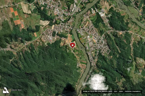 Imagem de satélite de Infração Ambiental em Ascurra - SC (marcador da localização)