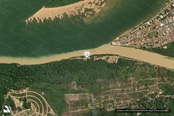 Imagem de satélite de Infração Ambiental em Marabá - PA (marcador da localização)
