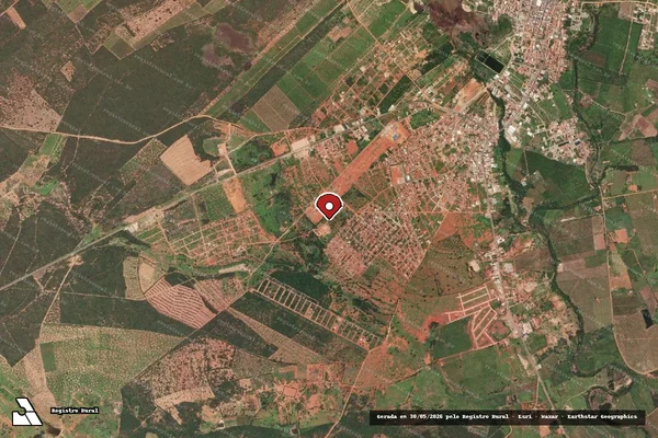 Imagem de satélite de Infração Ambiental em Livramento de Nossa Senhora - BA (marcador da localização)