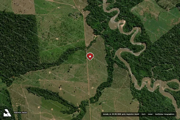 Imagem de satélite de Infração Ambiental em Buritis - RO (marcador da localização)