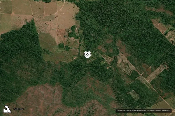 Imagem de satélite de Infração da Flora em Pimenta Bueno - RO (marcador da localização)