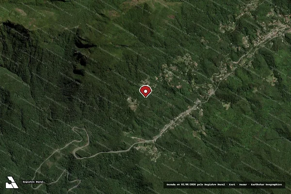 Imagem de satélite de Infração Ambiental em Nova Friburgo - RJ (marcador da localização)