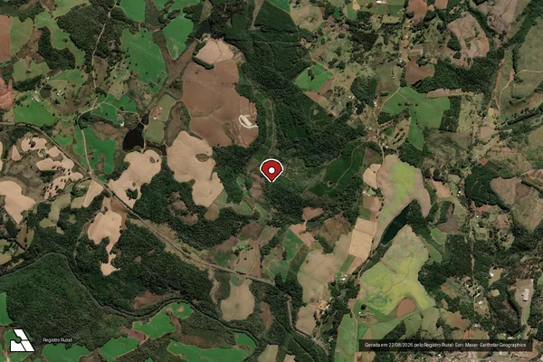 Imagem de satélite de Infração Ambiental em Lebon Régis - SC (marcador da localização)