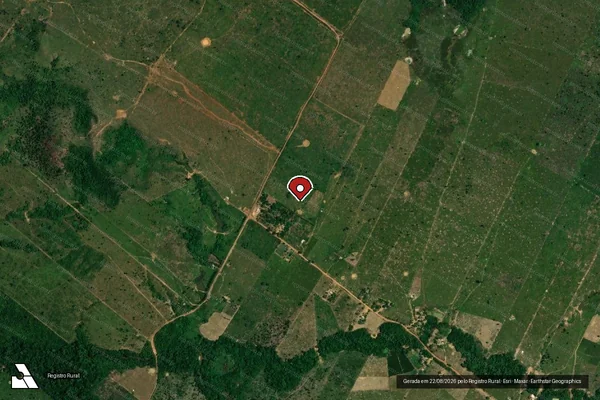 Imagem de satélite de Desmatamento em Porto Velho - RO (marcador da localização)