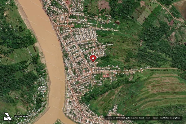 Imagem de satélite de Infração da Fauna em Boca do Acre - AM (marcador da localização)