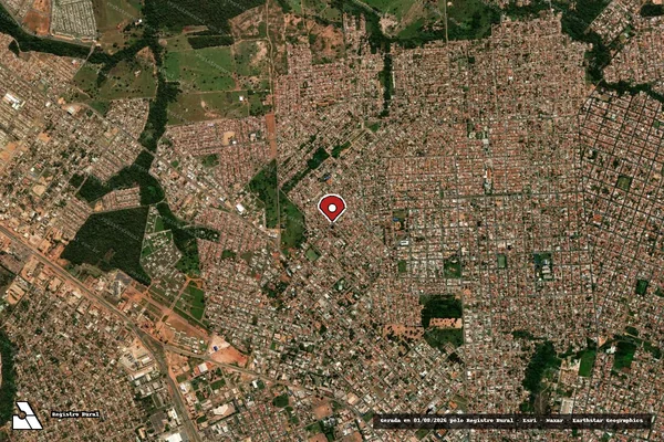 Imagem de satélite de Infração referente a Qualidade Ambiental em Rondonópolis - MT (marcador da localização)