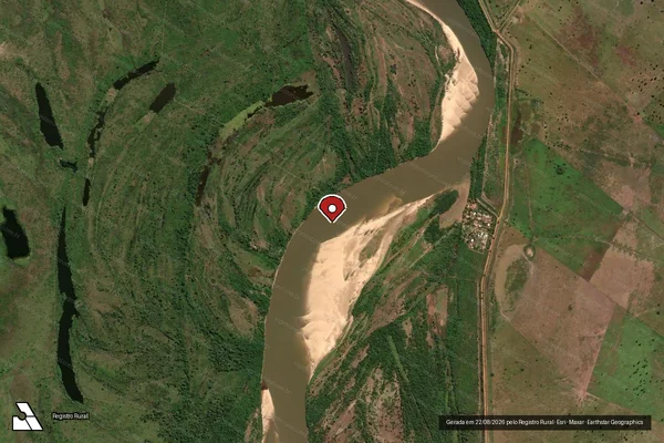 Imagem de satélite de Infração Ambiental em São Miguel do Araguaia - GO (marcador da localização)