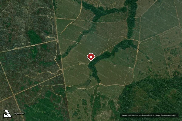 Imagem de satélite de Infração Ambiental em Lábrea - AM (marcador da localização)