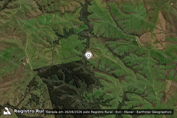Imagem de satélite de Infração da Flora em Lavras do Sul - RS (marcador da localização)