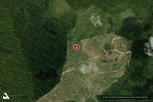 Imagem de satélite de Infração da Flora em Uruará - PA (marcador da localização)