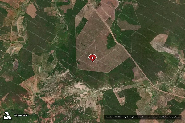 Imagem de satélite de Infração Ambiental em Jaborandi - BA (marcador da localização)