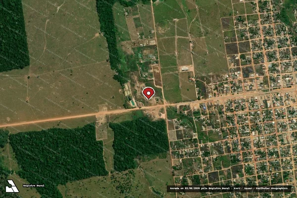 Imagem de satélite de Infração da Flora em Nova Mamoré - RO (marcador da localização)