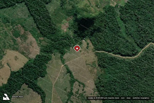 Imagem de satélite de Infração Ambiental em Lábrea - AM (marcador da localização)