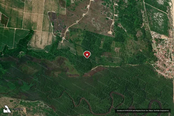 Imagem de satélite de Infração Ambiental em Mataraca - PB (marcador da localização)