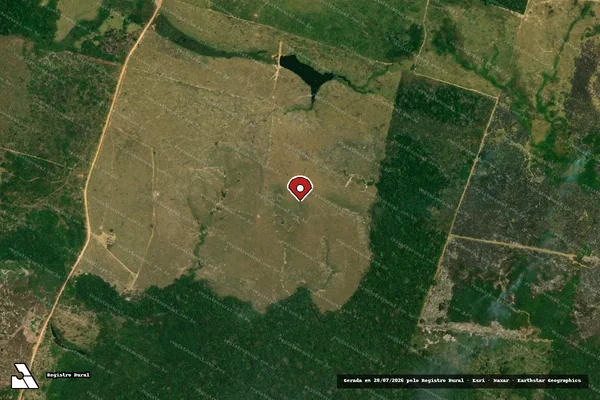 Imagem de satélite de Infração Ambiental em Apuí - AM (marcador da localização)