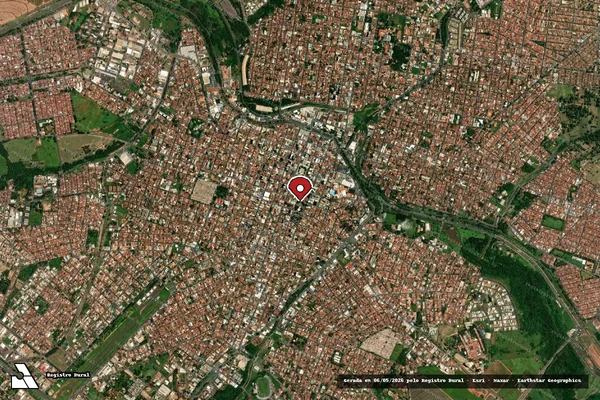 Imagem de satélite de Infração Ambiental em Ribeirão Preto - SP (marcador da localização)