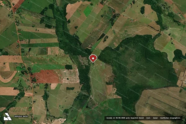 Imagem de satélite de Infração Ambiental em Mundo Novo - MS (marcador da localização)