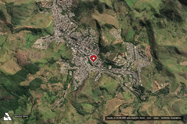 Imagem de satélite de Infração da Fauna em Carangola - MG (marcador da localização)