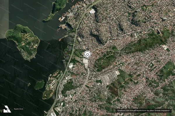 Imagem de satélite de Infração Ambiental em São Gonçalo - RJ (marcador da localização)