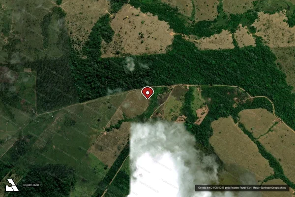 Imagem de satélite de Infração Ambiental em Boca do Acre - AM (marcador da localização)