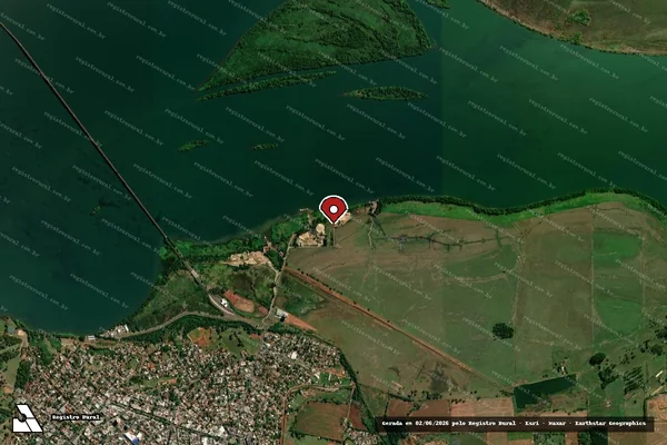 Imagem de satélite de Infração Ambiental em Guaíra - PR (marcador da localização)