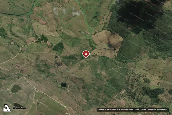Imagem de satélite de Infração Ambiental em Quebrangulo - AL (marcador da localização)