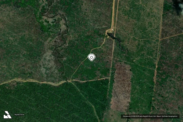 Imagem de satélite de Infração da Flora em Lábrea - AM (marcador da localização)