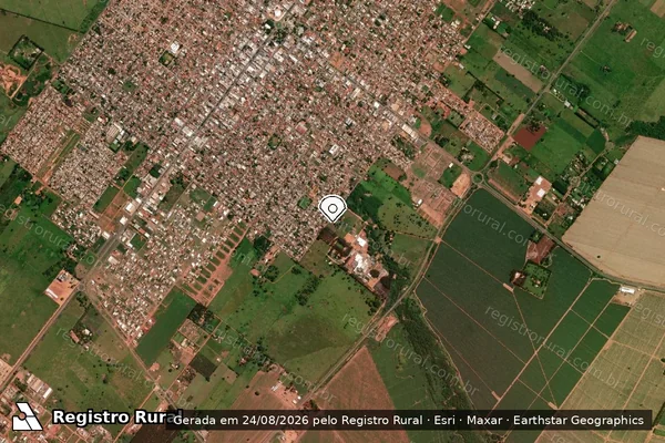 Imagem de satélite de Infração Ambiental em Nova Andradina - MS (marcador da localização)