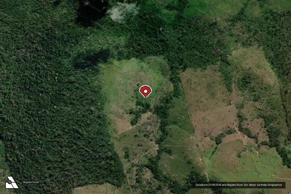 Imagem de satélite de Infração Ambiental em Frutal - MG (marcador da localização)