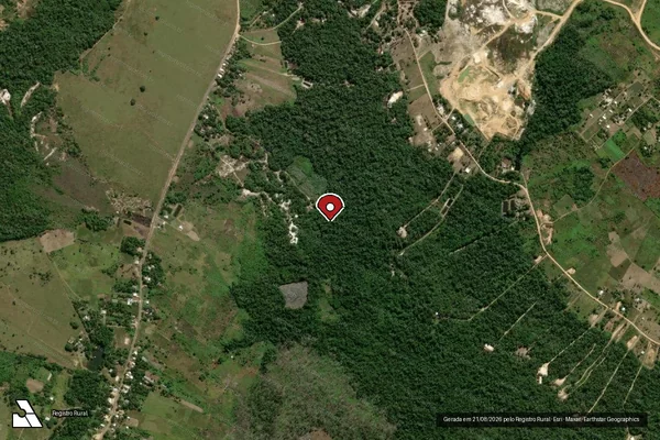 Imagem de satélite de Infração da Flora em Cruzeiro do Sul - AC (marcador da localização)