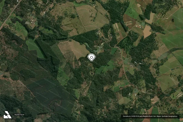 Imagem de satélite de Infração Ambiental em Chapecó - SC (marcador da localização)